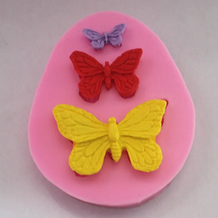 Три бабочки силикагель Fondant(сахарная) Матрица для штампования мыла глиняные формы для шоколада пресс-форм FM215