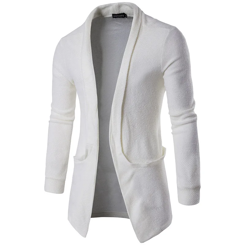 

2019 New Style Fashion Mid-length MEN'S Cardigan Korean-style Fashion Sweater Coat Warm Pocket Sweater