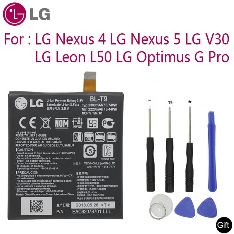 

LG Original Replacement Phone Battery BL-T9 For LG Nexus 4 5 LG V30 for Optimus G Pro LG Leon L50 BL-T5 BL-T34 BL-48TH BL-41ZH