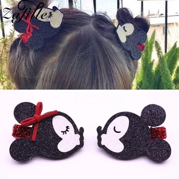 

ABDO Toddler Girls Hairpin Cute Cartoon Minnie Ear Bowknot Baby Hair Accessories Children Kids Hair Clip Girls Barrett Headwear