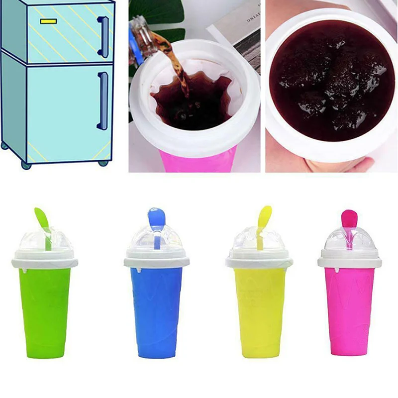 

1Pc Portable Slushy Ice Cream Maker Squeeze Peasy Slush Quick Cooling Cup Milkshake Bottles TY