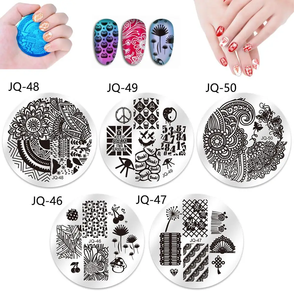 10Pcs Nail Stamping Plates Polish Stencils For Nails 1Pc Rose Red Template Case Clear Scraper Stamper 2