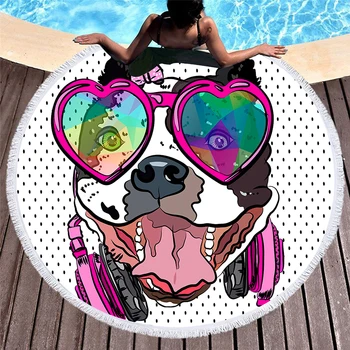 

Summer round beach towel 3D music candy skull round shower towel girl yoga mat microfiber swimming pool blanket 2020 NEW