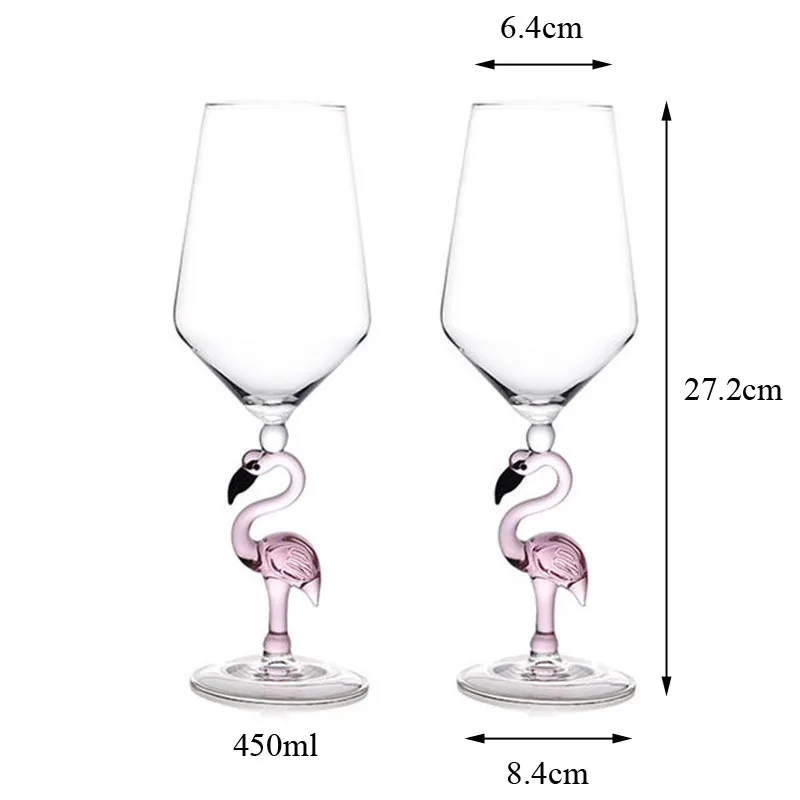 2pcs Luxury Creative Flamingo Crystal glasses Cocktail Glasses Champagne glasses wine cup Bar Hotel Party Wedding Grace cup - Цвет: 2pcs 450ml