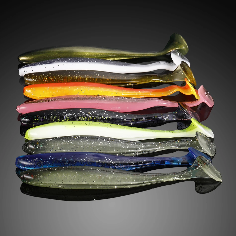 10pcs/Lot Fishing Jig Wobblers Soft Lures 70mm 55mm Easy Shiner Double Color Silicone Artificial Bait Swimbait Carp Bass Tackle