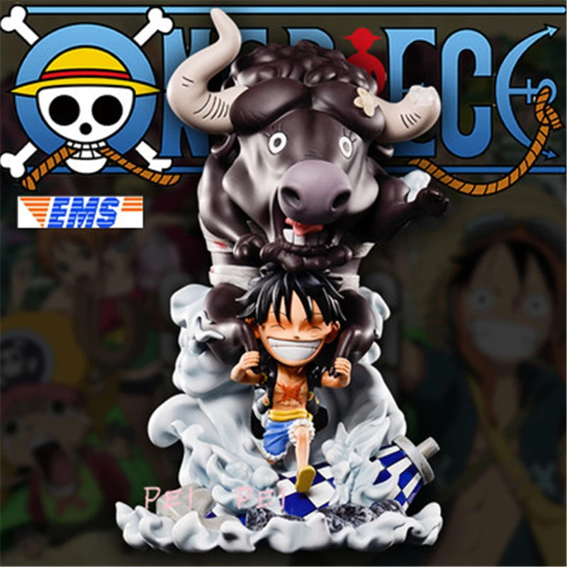 アニメ像ワンピースわら帽子海賊かわいい笑顔牛乗車モンキー D ルフィ全長肖像gkアクションフィギュア玩具p1653 Aliexpress