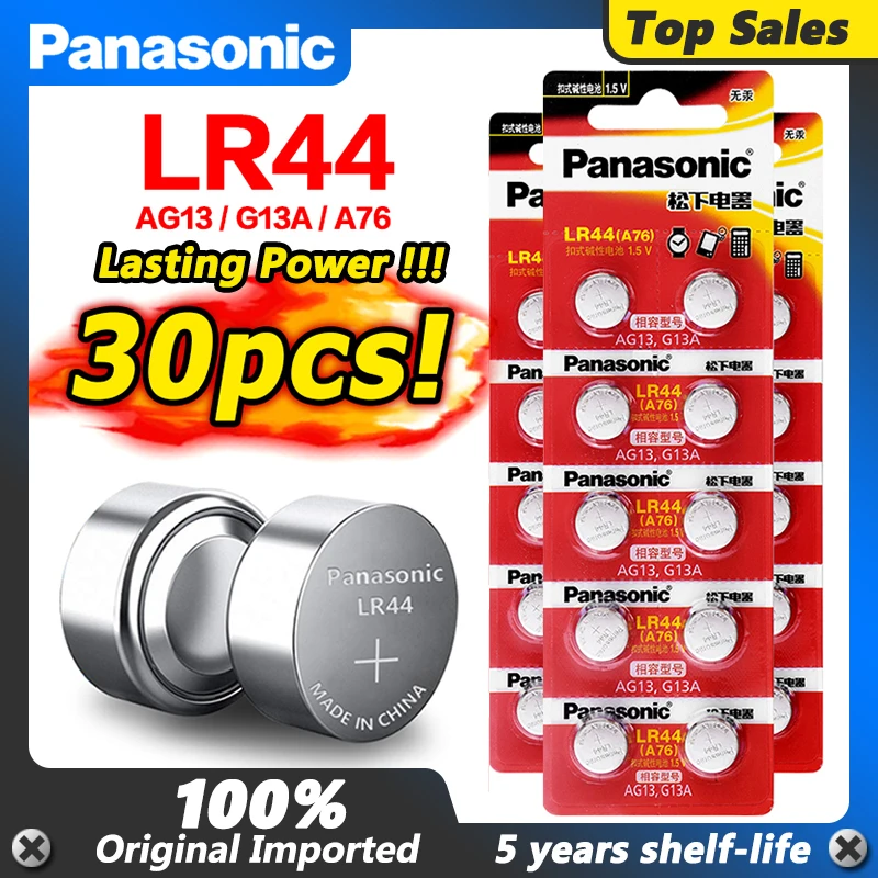 Батарейки Panasonic AG13 LR44 LR 44 1 5 в 120 мАч дюйма 30 шт.|Часовые батарейки| |