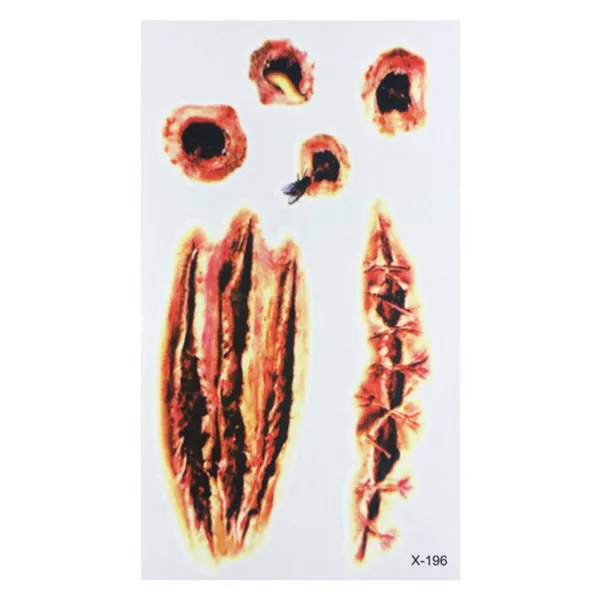 NP1028-Scar-A196 Серия Хэллоуин не выцветает водонепроницаемые временные поддельные Шрам Татуировки дети красочные наклейки Экологически чистые китайские татуировки наклейки - Цвет: NP1028-Scar-A196