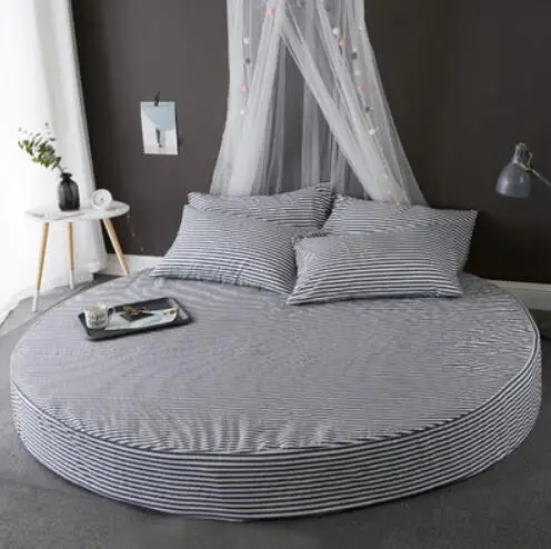 Solid Color Summer Pure Cotton Round Fitted Sheet Round Bed Sheet Bedding Set Customizable Mattress Topper 200cm 220cm - Цвет: BT-03