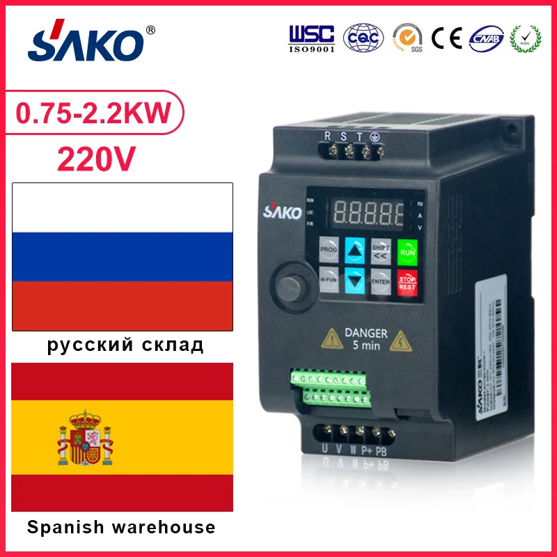 SAKO VFD INVERTER SKI780 220V 0.75KW/1.5KW/2.2KW 1HP Variable Frequency Drive Converter for Motor Speed Control