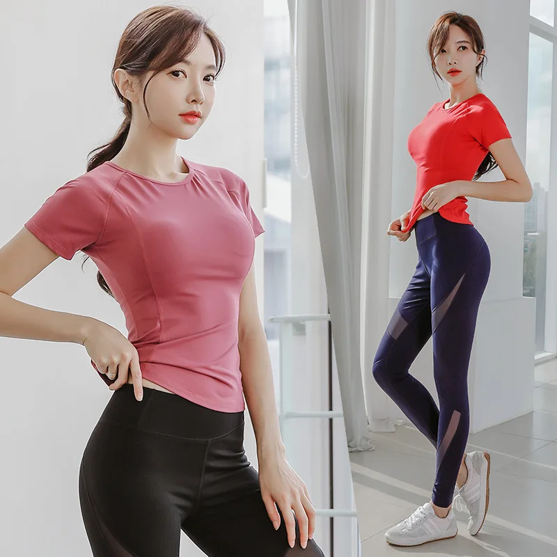 

2020 for the spring/summer suit women show thin gauze tight sports new workout clothes with short sleeves