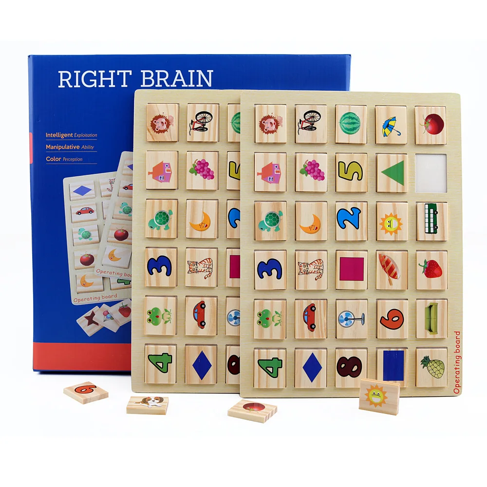 

QZM Right Brain Memory Game with Numbers Early Education Wooden Building Blocks Baby Puzzle Right Brain Training ENLIGHTEN Toy