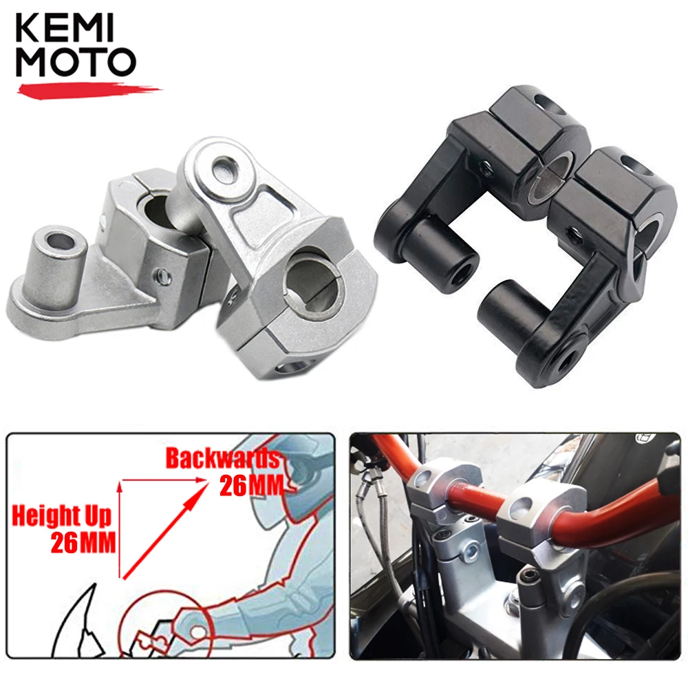 Comprar KEMiMOTO manillar de motocicleta elevador 22mm 28mm barras abrazadera elevador 2 pulgadas pivotante para Kawasaki para BMW para Yamaha abrazaderas de montaje