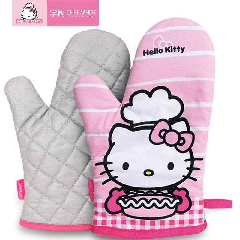 CHEFMADE hello kitty, 2 упаковки, прихватки с изоляцией, термостойкие перчатки, для микроволновой печи, для кухни, анти-обжимные перчатки