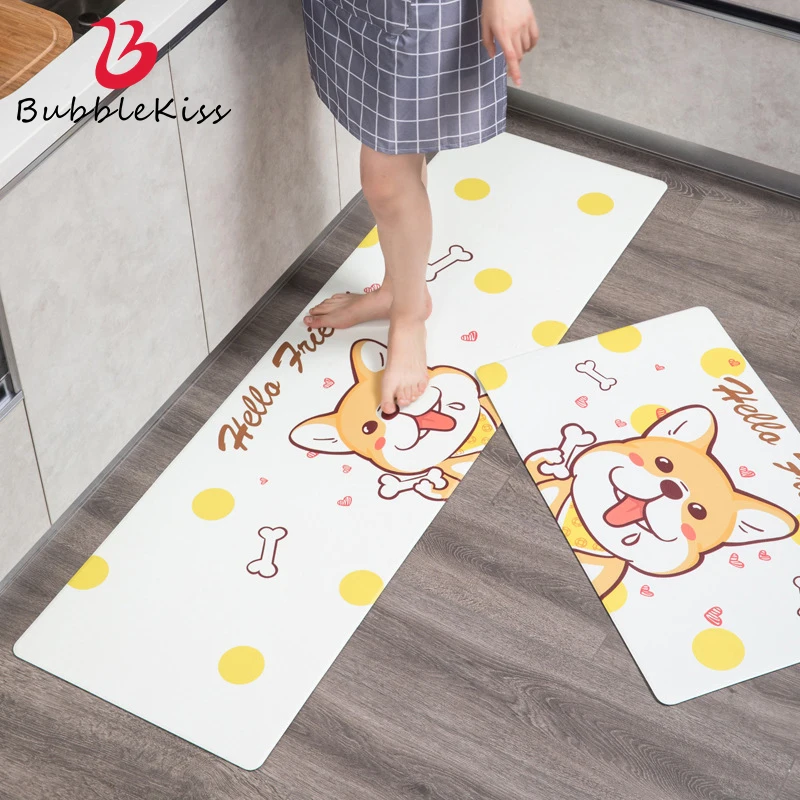 Bubble Kiss PVC Kitchen Rugs Waterproof Mat Welcome Mats for Front Door Cartoon Dog Pattern | Дом и сад