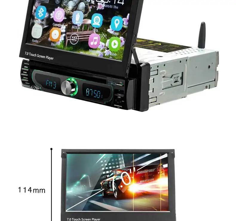 Sale Rotatable 1 Din 7-inch MP5 Car Radio for Universal Car Dvd Player GPS  FM MP3 MP4 Navigation Bluetooth Car Accessory Car Stereo 15