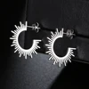 Stainless Steel Jewelry Geometric Earrings For Women Best Half Circle Spiked Femme Charm Earrings Party Best Wedding Gifts 5