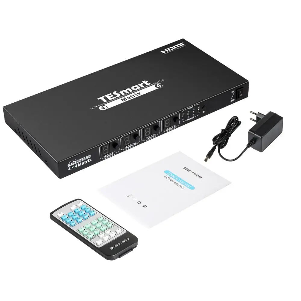 TES-HMA0404A50 DHL 4x4 HDMI матрица 4 в 4 Выход HDMI переключатель сплиттер Ultra HD 4 к Матрица HDMI 4 порта RS232 LAN без HDCP - Цвет: TES-HMA0404A50