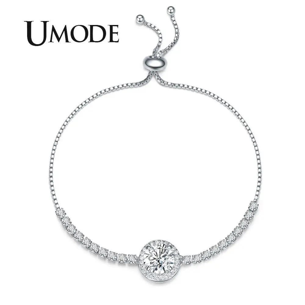 Женские небольшие круглые теннисные браслеты UMODE свадебные с прозрачным