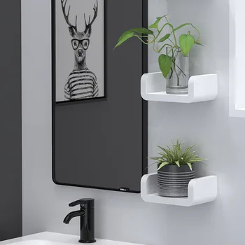 

White home storage rack waterproof cosmetics shelf wall-mounted bathroom rack kitchen spice rack WF9041023