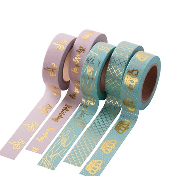 

1PCS New Arrival Colorful Floral Foil Washi Tape Hand Tear Decorative DIY Paper Tape Single Sided Adheisve Craft Washi Tape