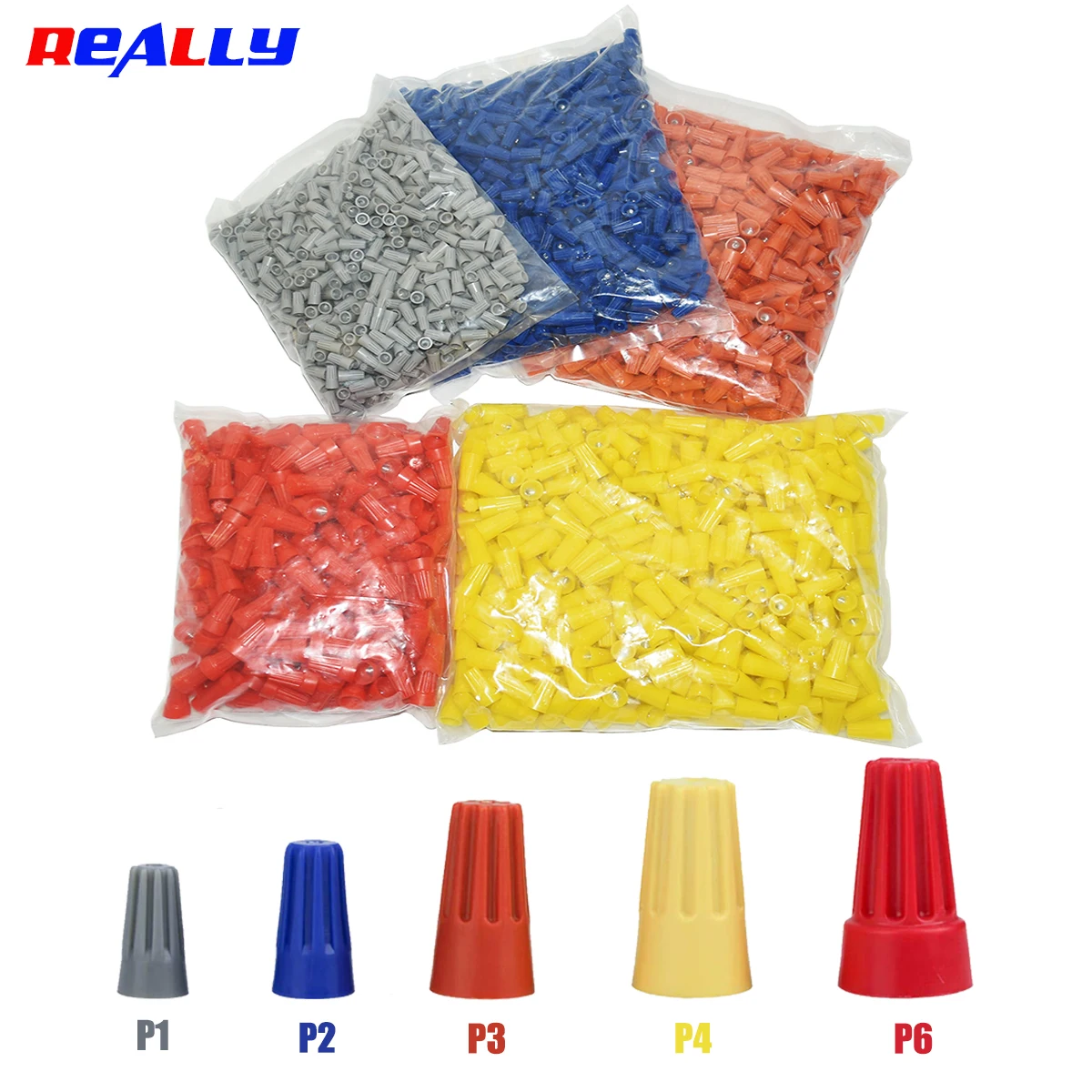 Conector de Fio de Rosca Awg Porcas Elétricas Azul Cinza Laranja Vermelho e Amarelo Sortimento 228 250 Pcs 500 Pcs 1000 Pcs