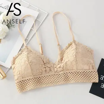 

Wireless Lace Bra Women Push Up Bra Removable Padded Cups Spaghetti Shoulder Strap Comfortable Bralette Bandeau Brassiere female