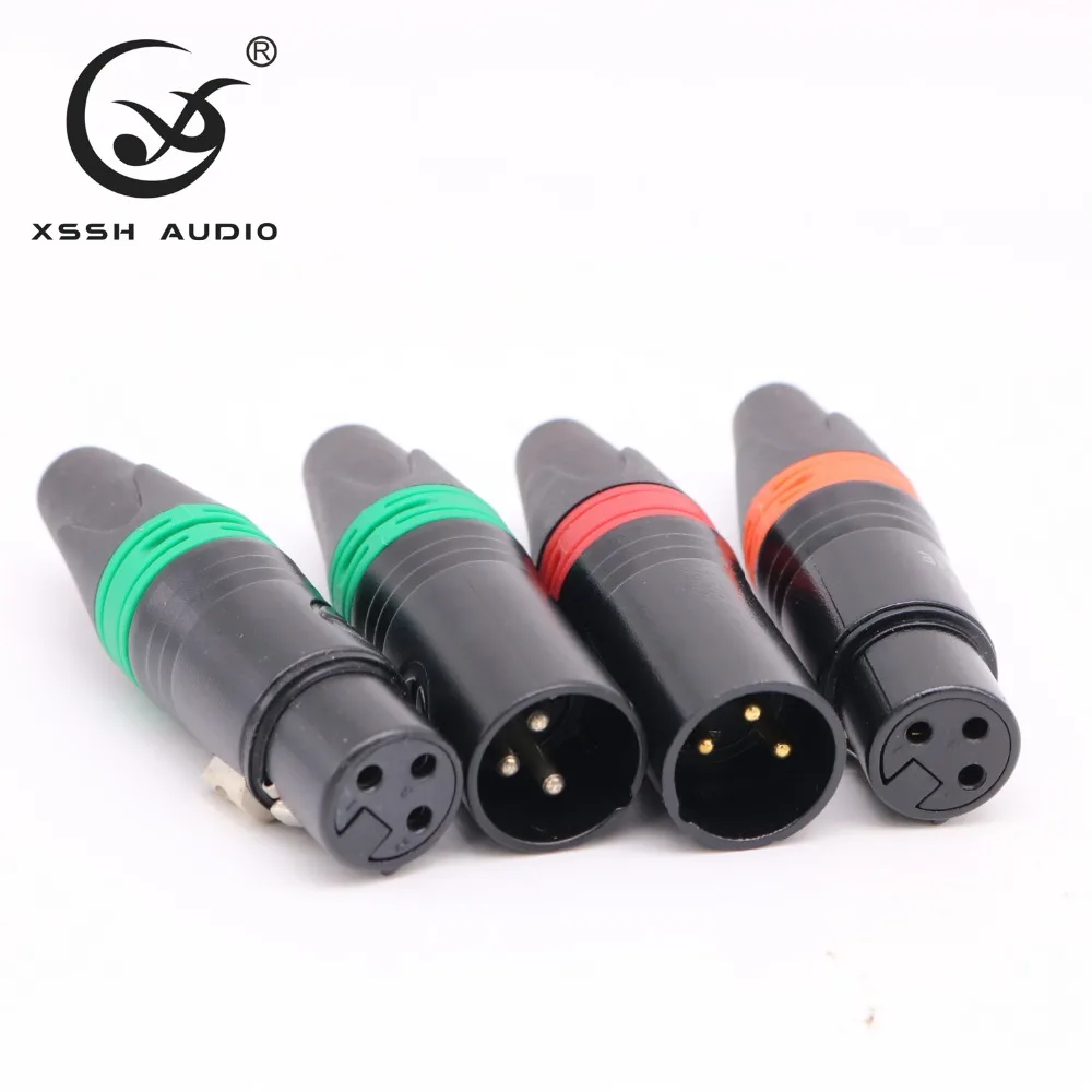 2 пары 4 xssh Audiofemale папа XLR Hi end Jack 3 контакта Разъем черный корпус с латунным