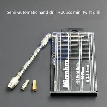 

Micro Twist Drill Hss Bits Set With Semi-Automatic Handdrill Suit Manual DIY Semi-automatic Punch Hand Drill Tool 0.3-2.0mm
