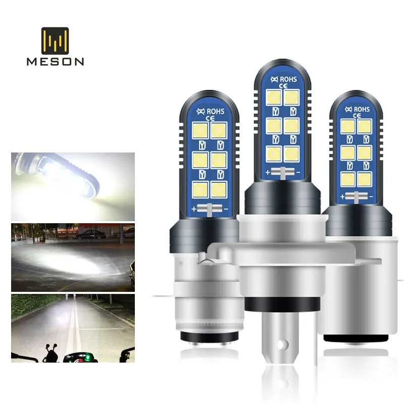 1Pc 8-80V P15D H4 H6M Ba20D Led Moto Rcycle Lampadina Faro P15D 3030Led Moto Rcycle Light Lamp Accessori Moto 6000K Ba20D