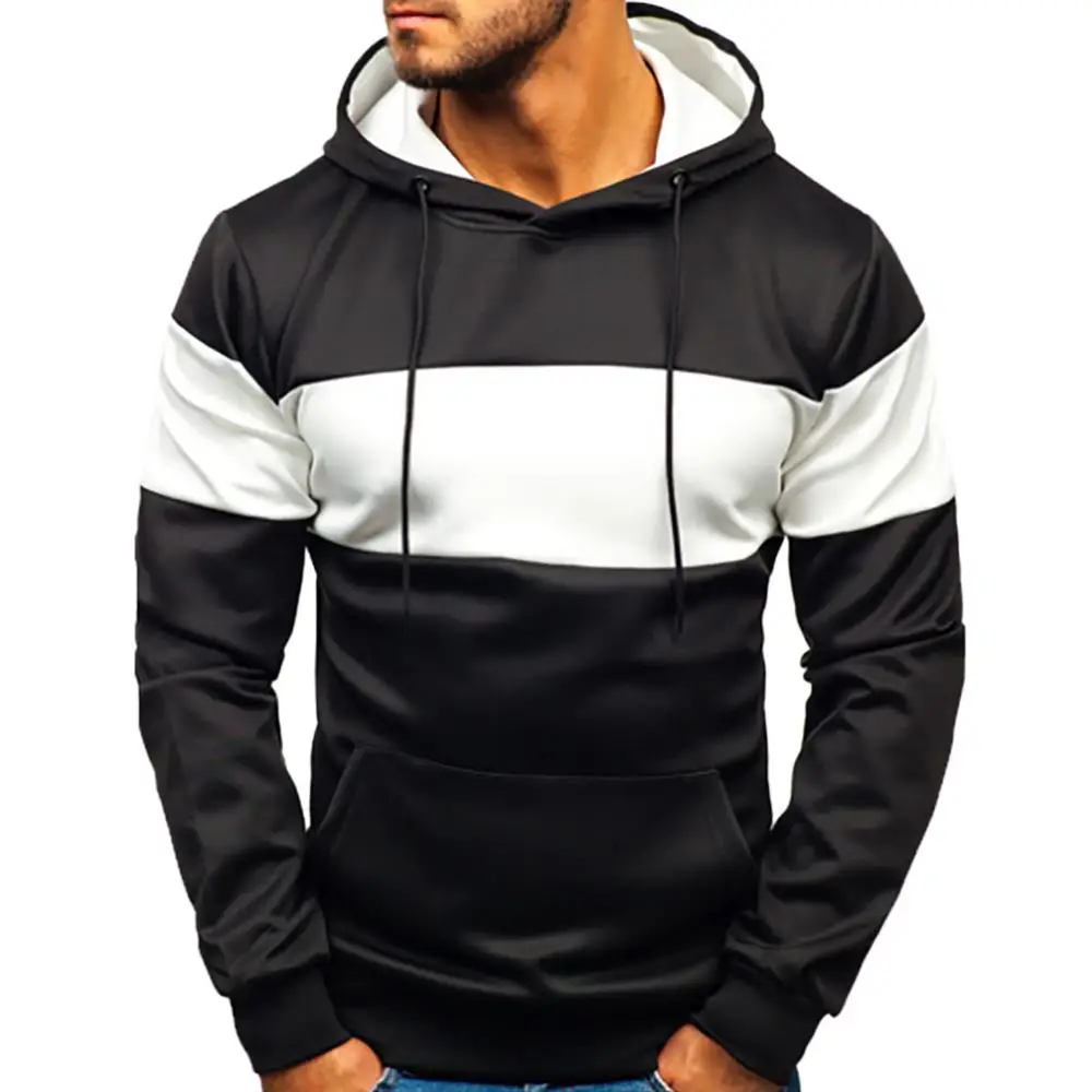 

Pocket Patchwork Hooded Cardigan for Men Slim Fit Hoodie Coat Men Casual Long Sleeve Sweatshirts Male Jackets #0102