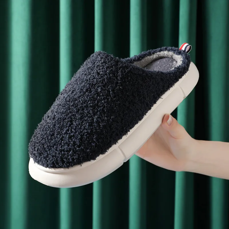 

Autumn and Winter New Men's Home and Household Fashion Trend Explosion Models Indoor Silent Non-slip Plush Warm Cotton Shoes