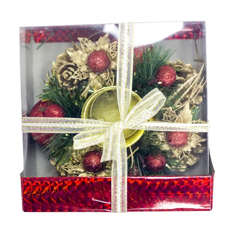 Рождественский подсвечник сосновая Хвойная игла с сосновым конусом и ягодами Xams украшение для стола домашний Декор поставки красное золото