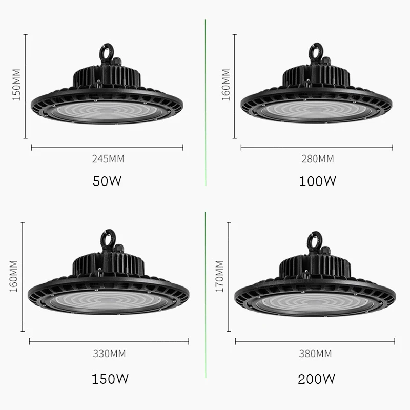 50W 100W 150W 200W AC85V-265V 3 Years Warranty LED High Bay Industrial Light CREE Chip UFO Lamp Warehouse Workshop Stadium Market Airport Hanging Lamp (9)