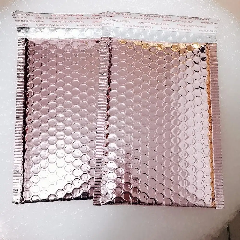 25 шт. 15x1 3 см/15x20 + 4 см розовое золото пузырьковый мешок очень толстый