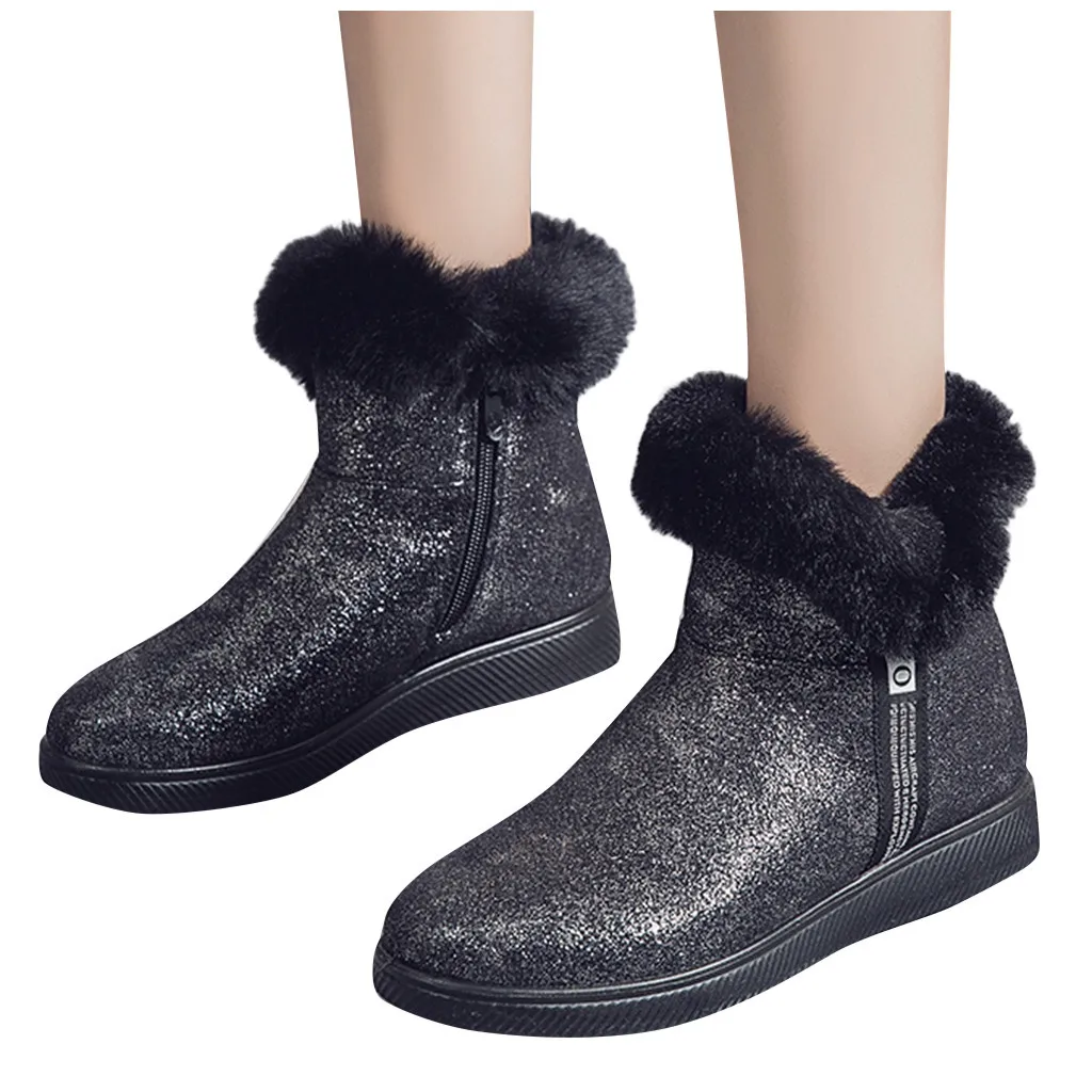 Теплые женские зимние ботинки на меху; женская зимняя обувь на молнии; водонепроницаемые ботинки с подкладкой; зимние ботинки; Женская Удобная теплая обувь