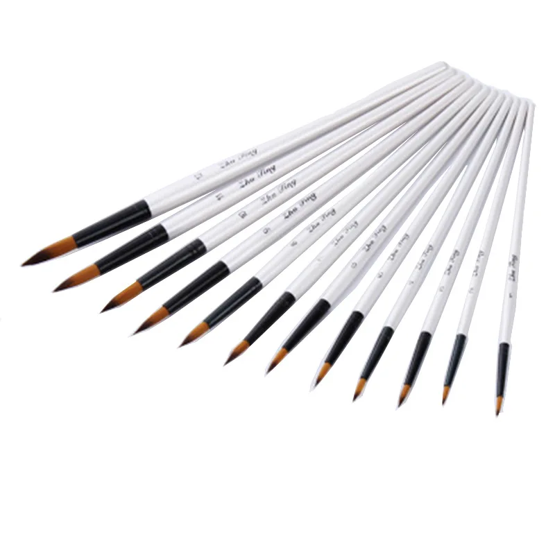 Paint Brushes Watercolor Brush Pens Watercolor Art Supplies 12pcs Nylon Hair Shell White Wooden Handle Watercolor Paint Brush Pen Set For Learning Diy Oil Acrylic Painting Brushes Supplies