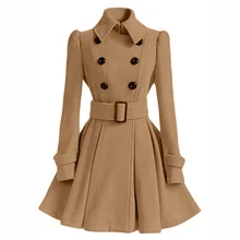 Kenancy, Осень-зима, двубортное, плиссированное, винтажное пальто, женское, элегантное, длинное, теплое, тонкое, верхняя одежда, Женский Тренч, Casaco Feminino