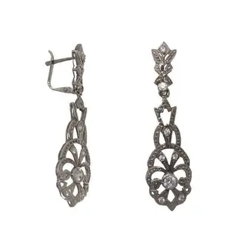 

Long earrings in antique style or white gold