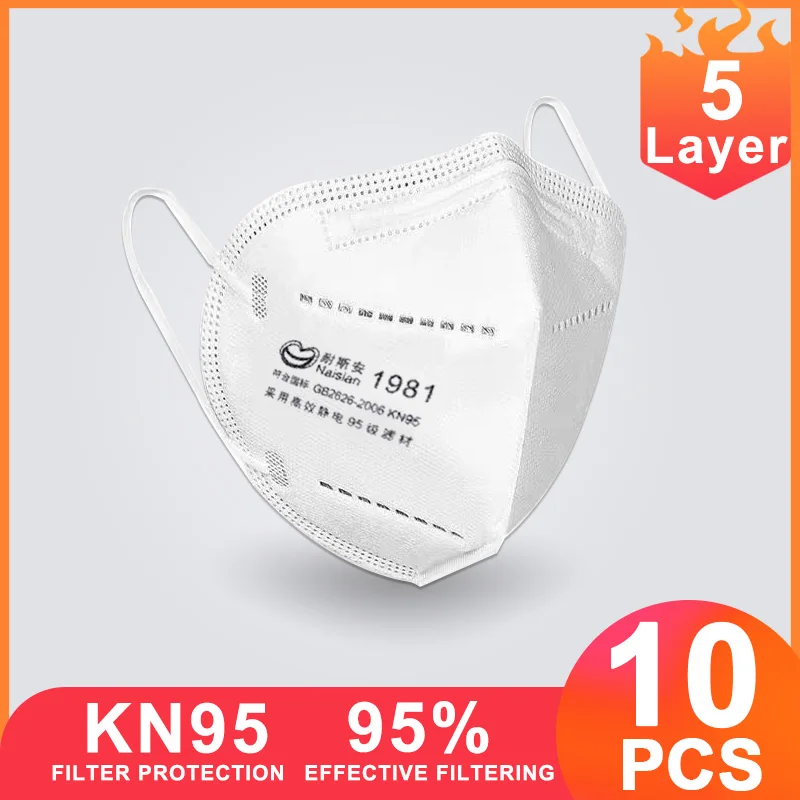 

10pcs KN95 Masque Mouth Mask K95 Face Mask Respirator Health Mask Antibacterial Facemasks ruska na tvar mascherine