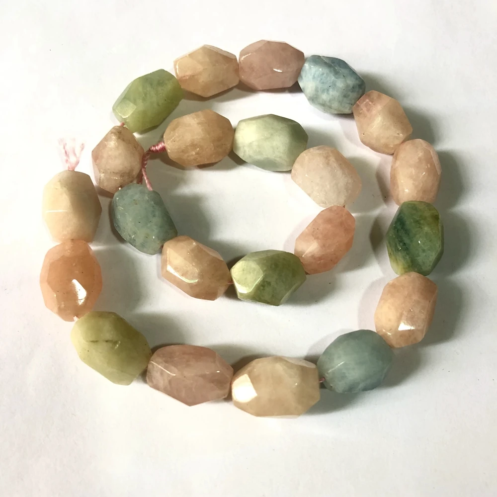 

Wholesale 1of 15.5" Full Strand Natural Multi Morganite Beads Faceted Nugget Gem Stone Loose Beads for jewelry diy 10-14mm