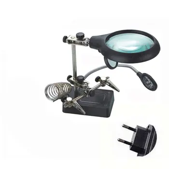 

Desktop Magnifiers Multifunctional Clip Magnifying Tool With LED Light Electric Iron Auxiliary Stand Magnifying Glass