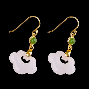 

Personal silver manufacturer direct sales Design Earrings S925 pure silver jewelry fashion women's Hetian Jade Earrings