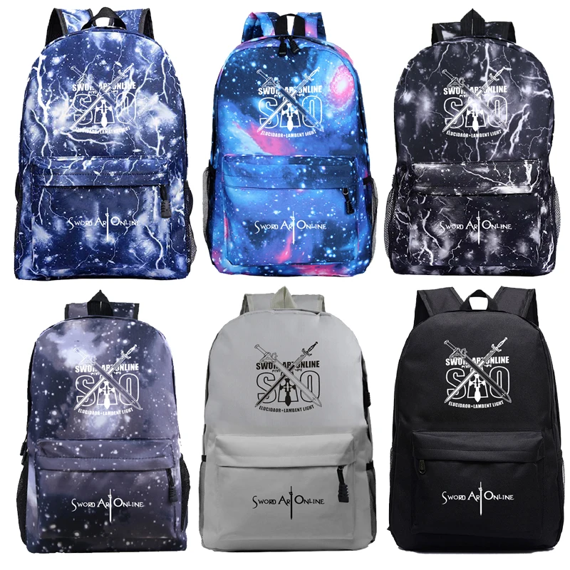 

Anime Sword Art Online School Backpack Boys Girls Fashion New Pattern Laptop Rucksack Casual Travel Knapsack for Men Women