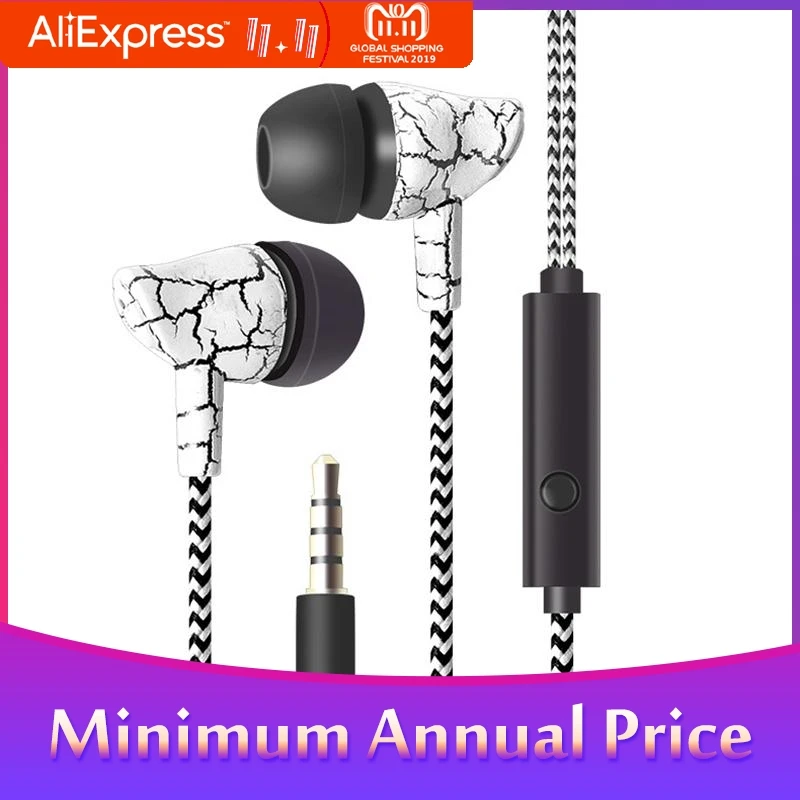 

HobbyLane Earphone Wired Earphones Super Bass 3.5mm Crack Earphone Earbud with Microphone Hands Free Earpiece for Samsung r25