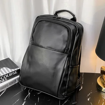 

luxury fashion men leather backpack outdoor Large Capacity Laptop Bag Hiking Climbing Camping backpack for male 0824-48