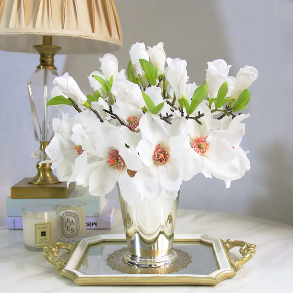 

Simulation Magnolia Flower Short Branch Mini Magnolia Flower Simulation Flower Bouquet Wedding Fake Flower Home Decoration 2pcs