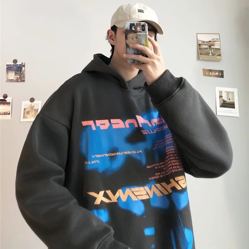 Spring Cotton Hoodies Men's Fashion Print Casual Hoodie Sweatshirt Men Streetwear Wild Loose Hip Hop Hoodie Mens Hoody M-XL