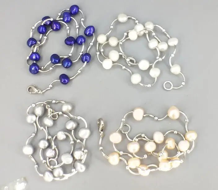 7-8mm natural more color champagne baroque freshwater pearl necklace 18inch