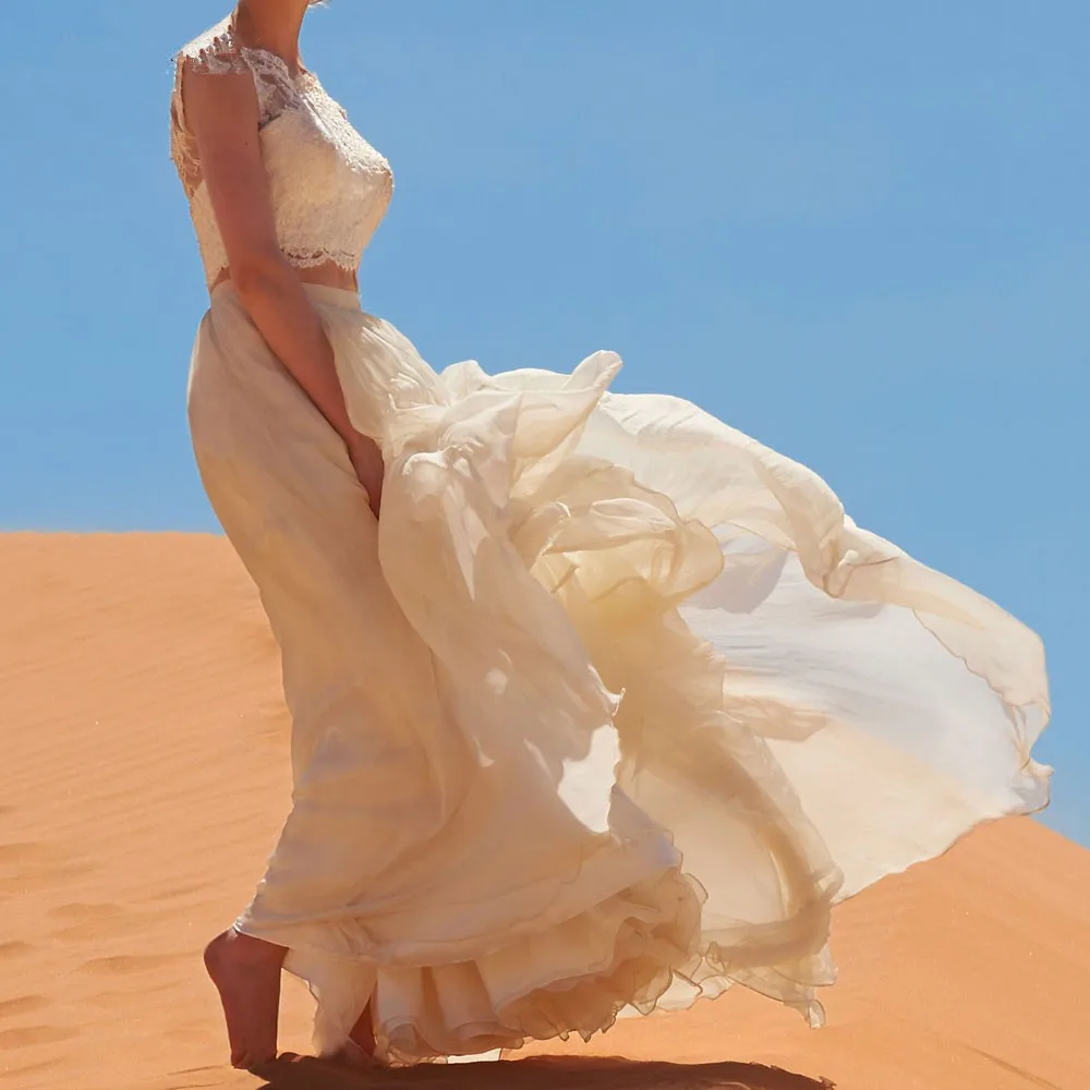 Vestido De noiva, два предмета, кружевные, бохо, вечерние, для выпускного вечера, без рукавов, модное платье De Mariage, платья подружек невесты